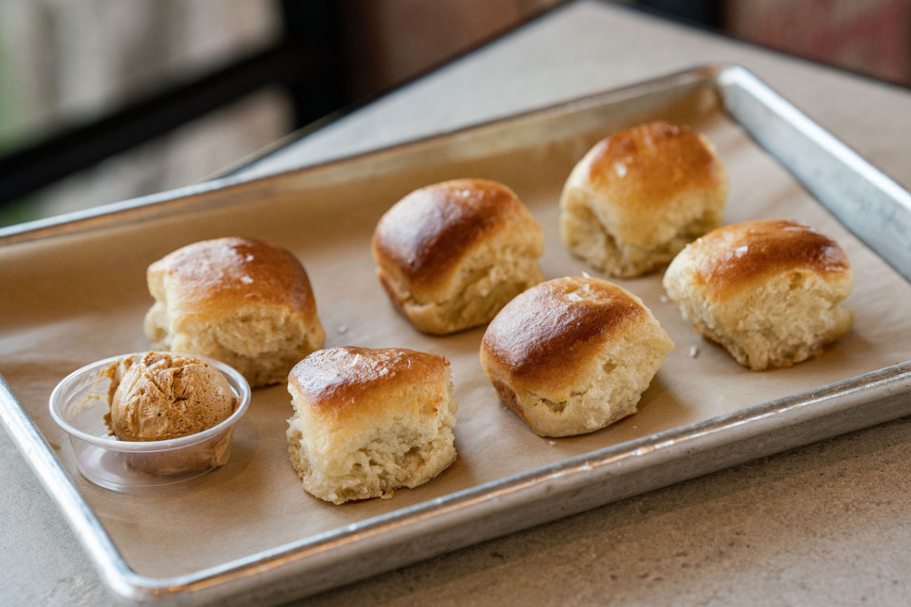 6 mini biscuits on a tray