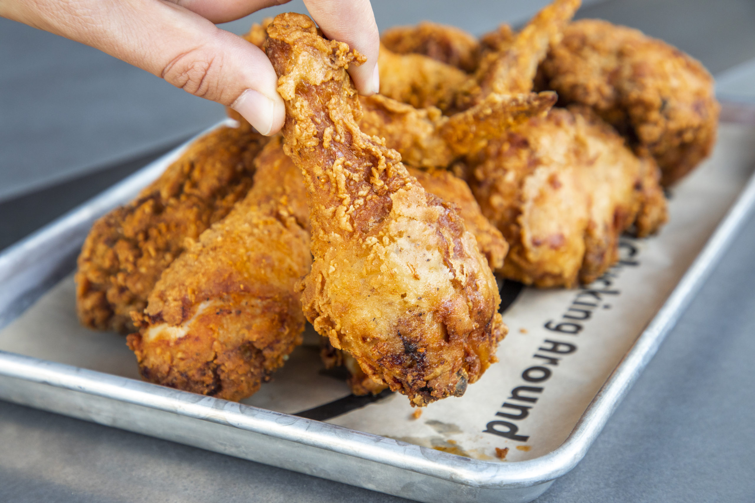 Chicken drumsticks on plate